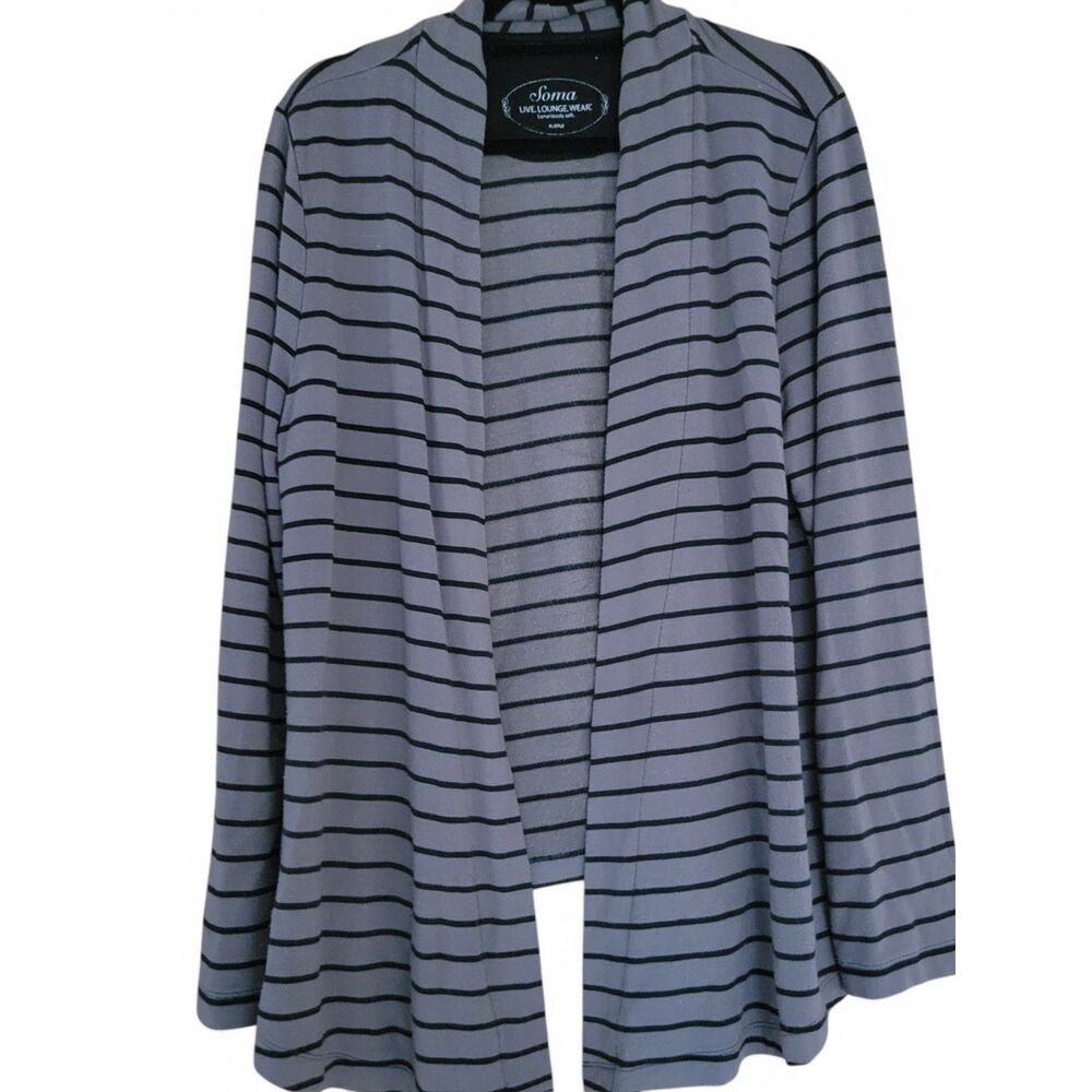 Soma Live Lounge Wear Striped Open Cardigan XL Soft Cozy Lounge Wrap Casual